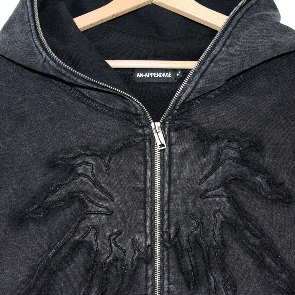 An-Appendage Full Zip Spider Hoodie (Washed Grey)